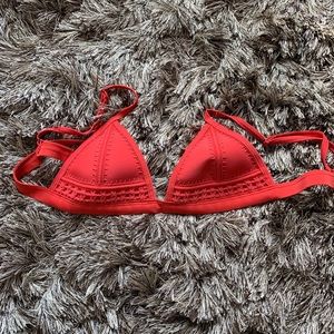 triangl red bathing suit top